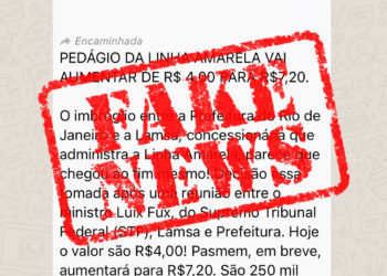 É FALSO que Pedágio da Linha Amarela vai aumentar para R$7,20
