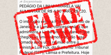 É FALSO que Pedágio da Linha Amarela vai aumentar para R$7,20