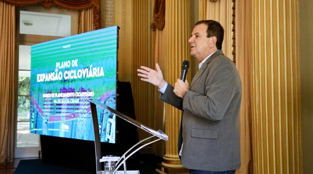 Prefeito Eduardo Paes apresenta o novo Plano de Expansão Cicloviária da cidade.